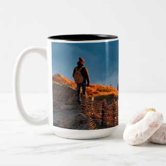 Maak uw eigen Aangepast Twee Foto Gepersonaliseerd Tweekleurige Koffiemok