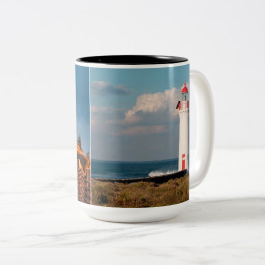 Maak uw eigen Aangepast Twee Foto Gepersonaliseerd Tweekleurige Koffiemok (Voorkant rechts)