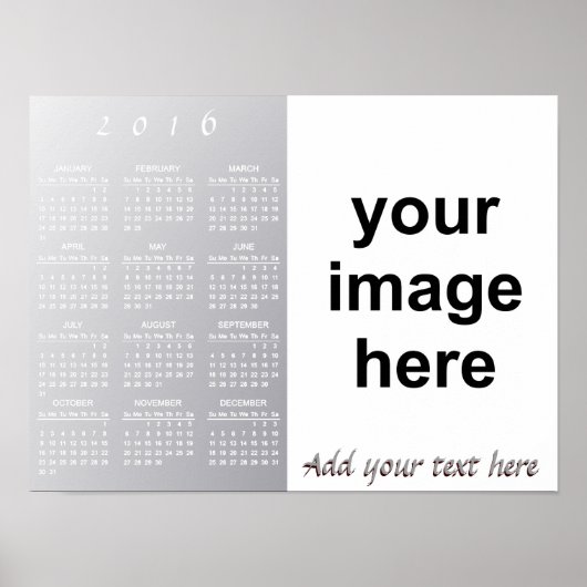 Maak uw eigen aangepaste 2016 fotocalender poster (Voorkant)