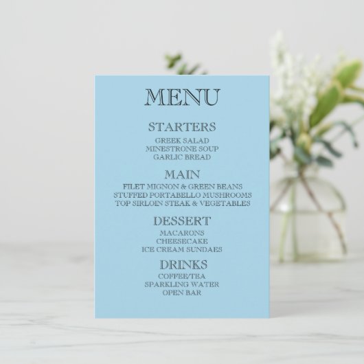 Maak Uw Eigen Aangepaste Evenement/ Restaurant Men Menu (Staand voorkant)