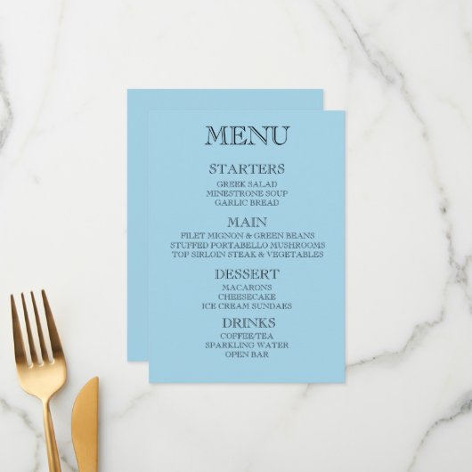 Maak Uw Eigen Aangepaste Evenement/ Restaurant Men Menu (Voorkant / Achterkant in situ)