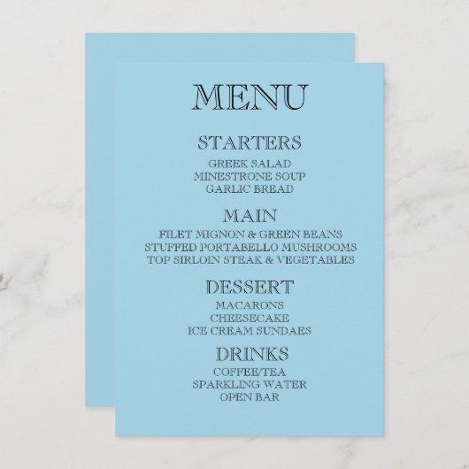 Maak Uw Eigen Aangepaste Evenement/ Restaurant Men Menu (Voorkant / Achterkant)