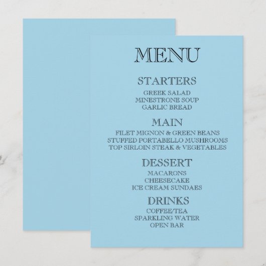 Maak uw eigen aangepaste evenement/restaurantmenu menu (Voorkant / Achterkant)