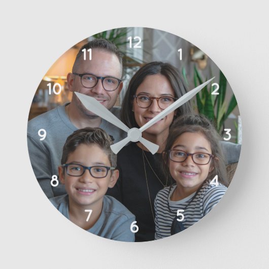 Maak uw eigen aangepaste familiefoto gepersonalise ronde klok (Voorkant)