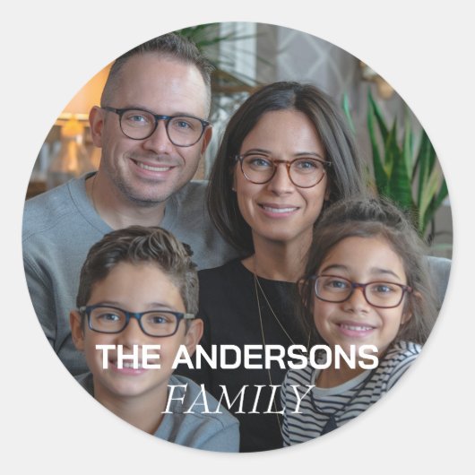 Maak uw eigen aangepaste familiefoto gepersonalise ronde sticker (Voorkant)