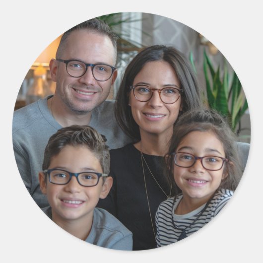 Maak uw eigen aangepaste familiefoto gepersonalise ronde sticker (Voorkant)