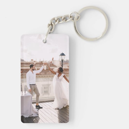 Maak Uw Eigen Aangepaste Foto Moderne Foto Sleutelhanger (achterkant)