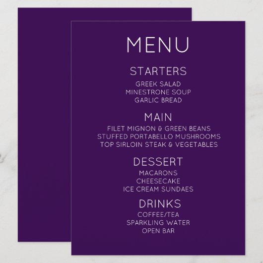 Maak Uw Eigen Aangepaste Menu (Voorkant / Achterkant)