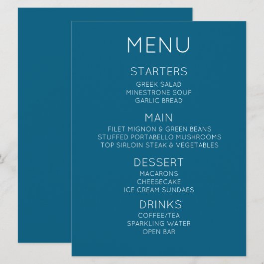 Maak Uw Eigen Aangepaste Menu (Voorkant / Achterkant)