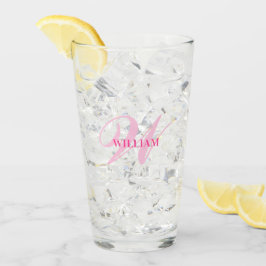 Maak Uw Eigen Aangepaste Monogram En Naam Roze Glas