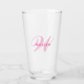 Maak Uw Eigen Aangepaste Monogram En Naam Roze Glas (Voorkant)
