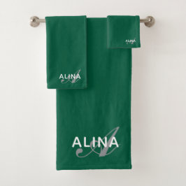 Maak Uw Eigen Aangepaste Monogram Kleur Match Bad Handdoek