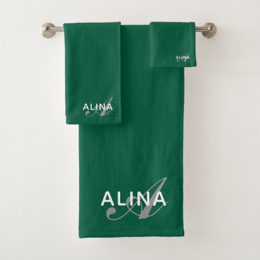 Maak Uw Eigen Aangepaste Monogram Kleur Match Bad Handdoek (Insitu)