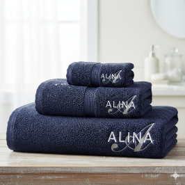Maak Uw Eigen Aangepaste Monogram Kleur Match Bad Handdoek