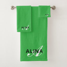 Maak Uw Eigen Aangepaste Monogram Kleur Match Bad Handdoek