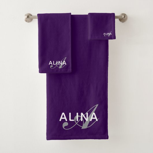 Maak Uw Eigen Aangepaste Monogram Kleur Match Bad Handdoek (Insitu)