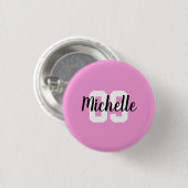 Maak Uw Eigen Aangepaste Naam Nummer Roze Ronde Button 3,2 Cm (Voorkant /achterkant)