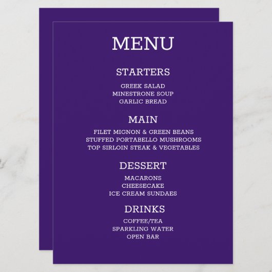 Maak Uw Eigen Aangepaste Persoonlijke Menu (Voorkant / Achterkant)