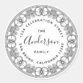 Maak uw eigen aangepaste script familienaam adres ronde sticker (Voorkant)
