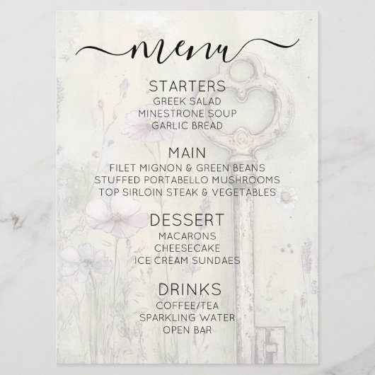 Maak Uw Eigen Aangepaste Shabby Chic Landelijke Sl Menu (Voorkant)