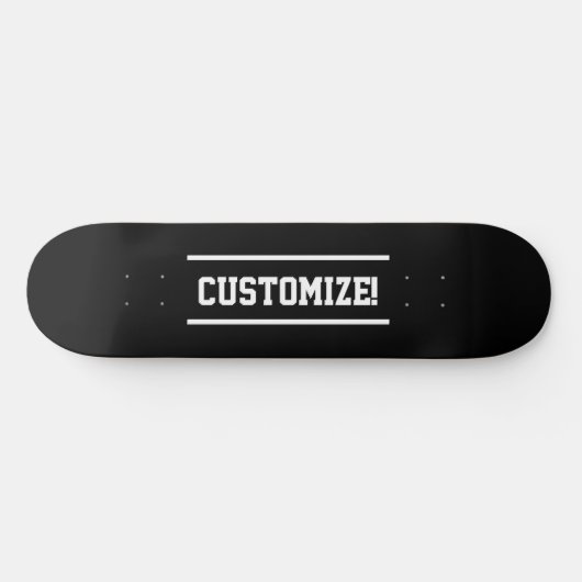 Maak uw eigen aangepaste tekst zwart-wit persoonlijk skateboard (Horizontaal)