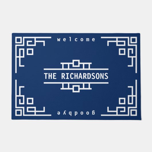 Maak uw eigen Art Deco Retro geometrische grens Deurmat (Voorkant)