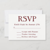 Maak uw eigen Bourgogne en witte RSVP Kaartje (Voorkant)