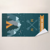Maak uw eigen Camping Mountain buitenavontuur Badhanddoek (Badhanddoek)