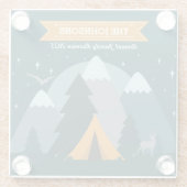 Maak uw eigen Camping Mountain buitenavontuur Glazen Onderzetter (Achterkant)