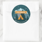 Maak uw eigen Camping Mountain buitenavontuur Ronde Sticker (Tas)