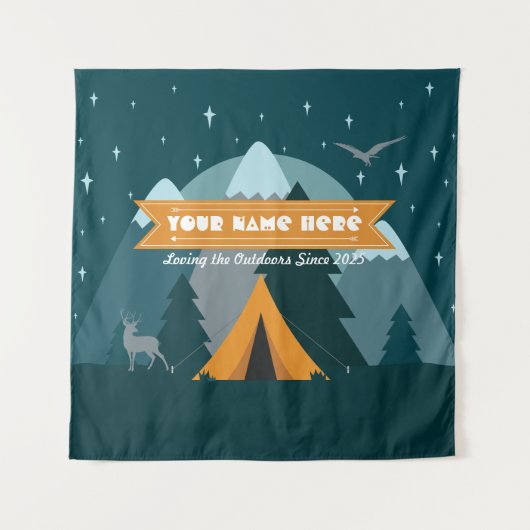 Maak uw eigen Camping Mountain buitenavontuur Wandkleed (Voorkant)