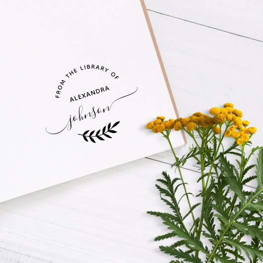 Maak uw eigen elegante aangepaste naam bibliotheek rubberstempel