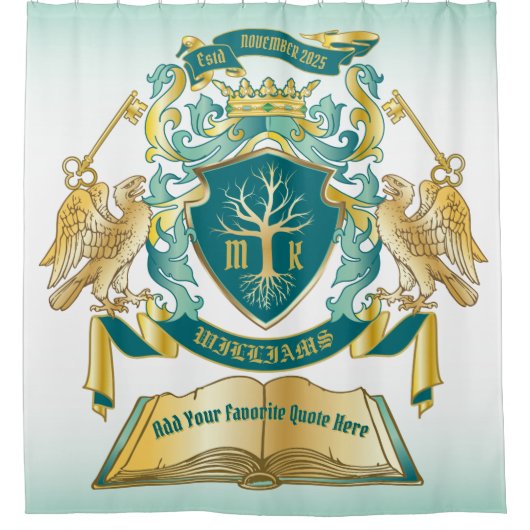 Maak uw eigen embleke boomstructuurcode gekroonde douchegordijn (Voorkant)