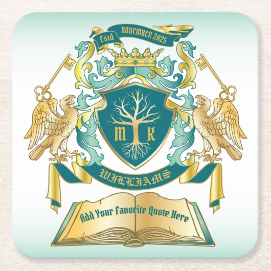 Maak uw eigen embleke boomstructuurcode gekroonde kartonnen onderzetters (Voorkant)