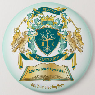 Maak uw eigen embleke boomstructuurcode gekroonde  ronde button 6,0 cm