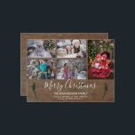 Maak uw eigen familie collage rustieke hout Kerstm Feestdagenkaart<br><div class="desc">Creëer uw eigen familiefoto collage op rustiek donker hout,  vrolijke kerstkaart. Stuur uw vriend en familie kerstwensen met deze zeer persoonlijke kerstkaart. U kunt uw eigen foto's toevoegen,  jouw tekst en namen toevoegen.</div>