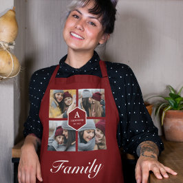 Maak Uw Eigen Familiefotocollage Donkerrood Schort