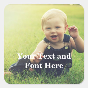 Maak uw eigen favoriete foto en tekst  vierkante sticker