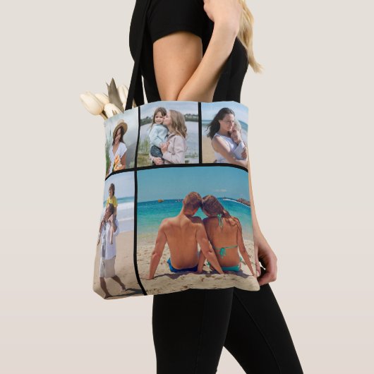Maak Uw Eigen Foto Collage Met 5 Foto's Bewerkbare Tote Bag (Dichtbij)