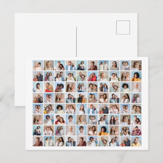 Maak Uw Eigen Foto Collage van 80 Foto's Bewerkbar Briefkaart (Voorkant / Achterkant)