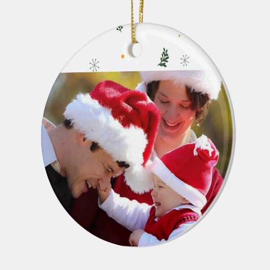 Maak uw eigen foto-Ornament kersttasje Keramisch Ornament (Links)