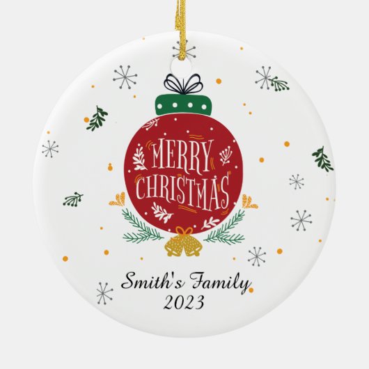 Maak uw eigen foto-Ornament kersttasje Keramisch Ornament (Achterkant)