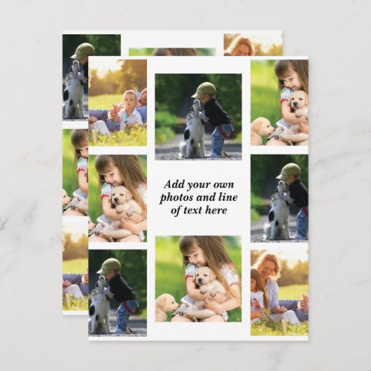 Maak uw eigen fotocollage en tekst bedankkaart (Voorkant / Achterkant)