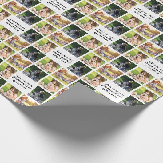 Maak uw eigen fotocollage en tekst cadeaupapier (Hoek)