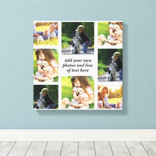 Maak uw eigen fotocollage en tekst canvas afdruk (Insitu (Houten vloer))