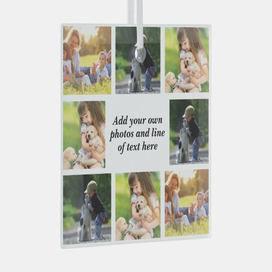 Maak uw eigen fotocollage en tekst glas ornament (Voorkant Rechts)