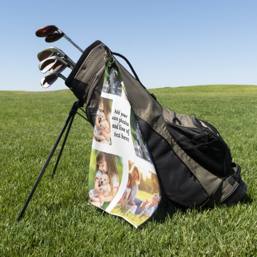 Maak uw eigen fotocollage en tekst golfhanddoek (Groen)