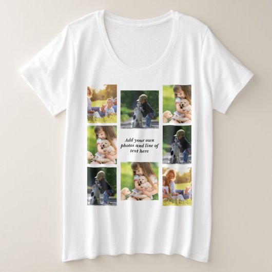 Maak uw eigen fotocollage en tekst grote maat t-shirt (Design voorkant)