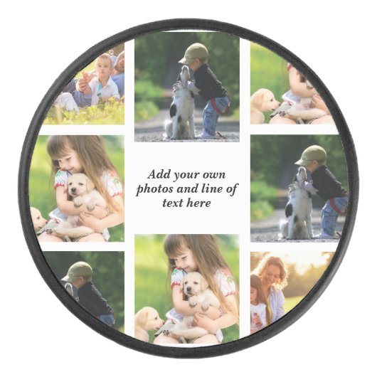 Maak uw eigen fotocollage en tekst hockey puck (Voorkant)