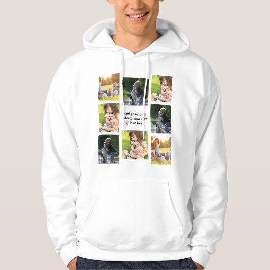 Maak uw eigen fotocollage en tekst hoodie (Voorkant)